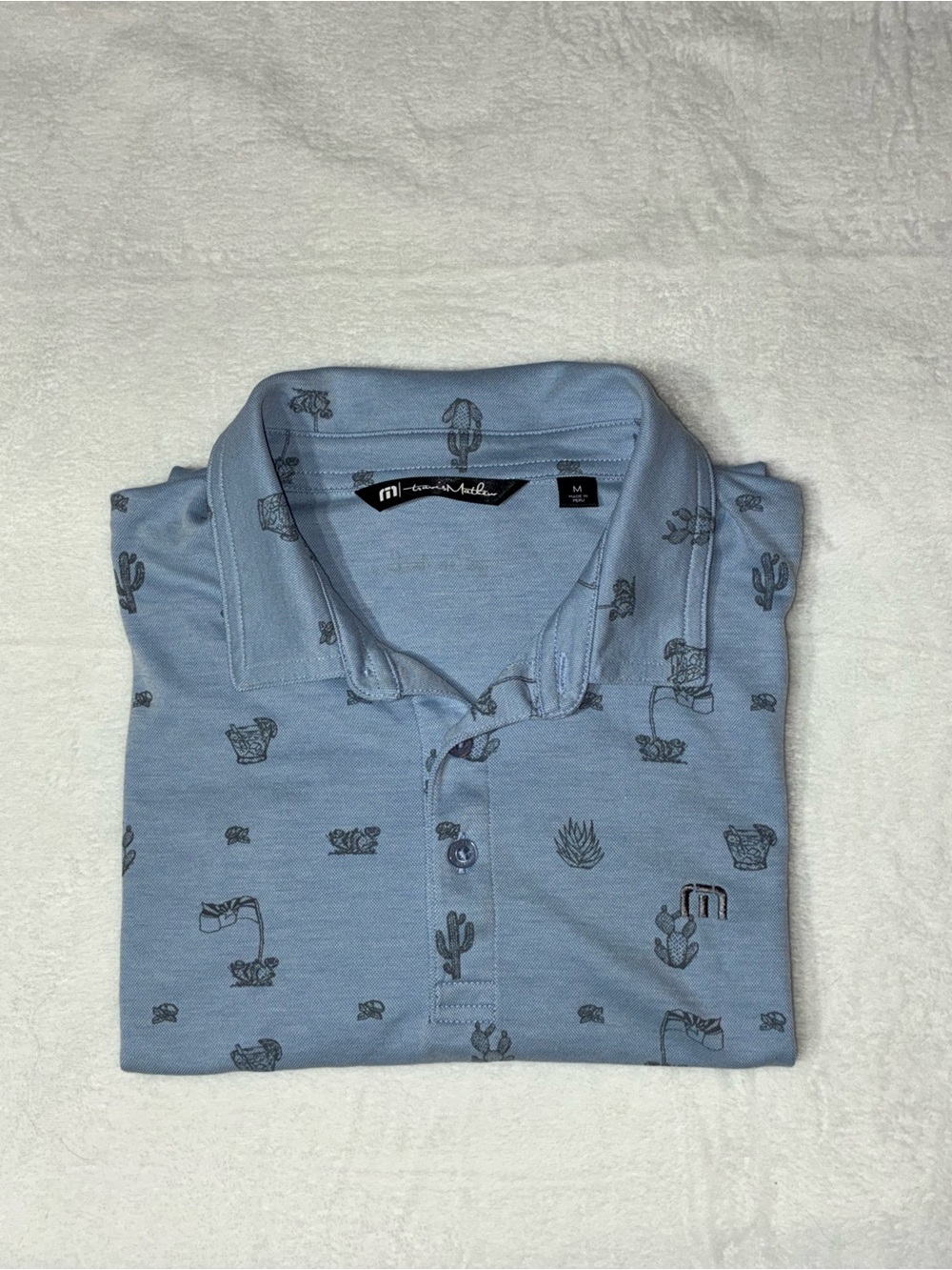 Travis Mathew Men's Light Blue Cactus Polo Shirt